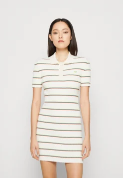 Lacoste Knitted Polo Mini Dress - Gebreide Jurk - Lapland/Flour-Multicolore