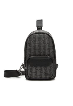 Lacoste Schoudertas - Monogram Noir Gris