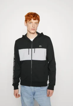 Lacoste Unisex - Sweater Met Rits - Black/Silver Chine