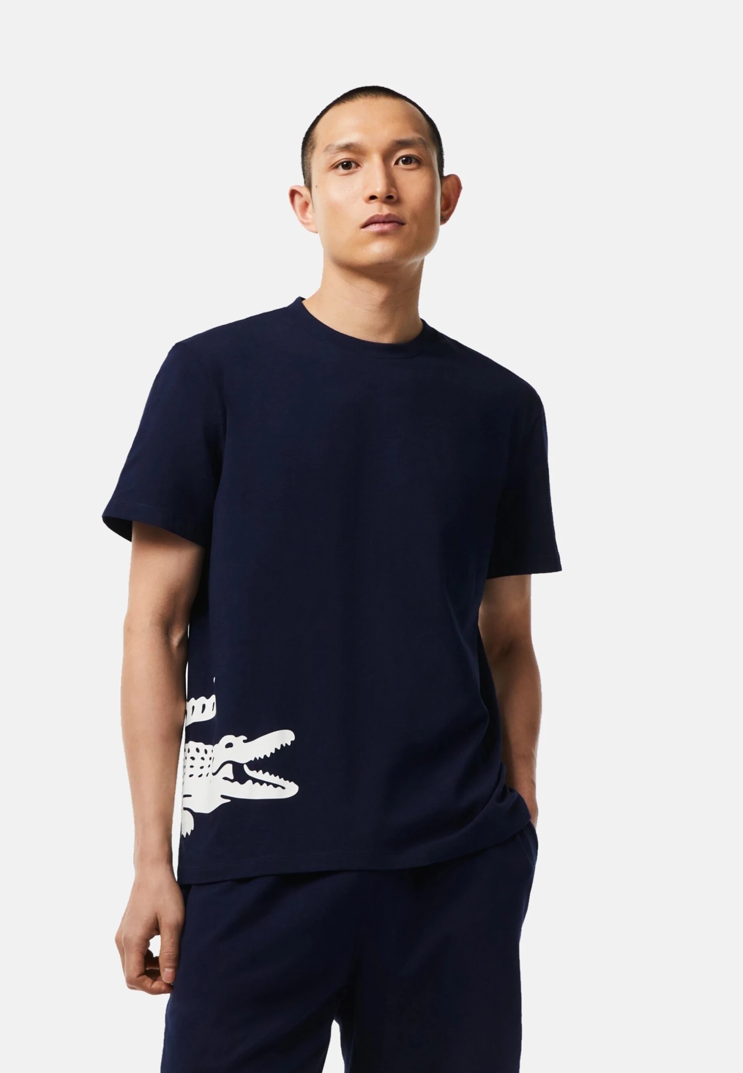 Lacoste Mit Kontrast-Auf - Pyjamashirt - Dunkelblau 1 Lacoste Mit Kontrast-Auf - Pyjamashirt - Dunkelblau