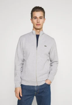 Lacoste Sweater Met Rits - Gris Chine