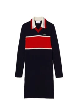 Lacoste Gebreide Jurk - Bleu Marine Orange Blanc