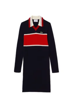 Lacoste Gebreide Jurk - Bleu Marine Orange Blanc