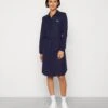 Lacoste Midi Shirt Dress With Tie Belt - Blousejurk - Marine