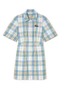 Lacoste Blousejurk - Blanc Blanc Vert Bleu Orange Blanc