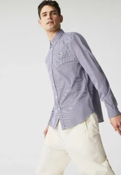 Lacoste - Overhemd - Blanc / Bleu Marine